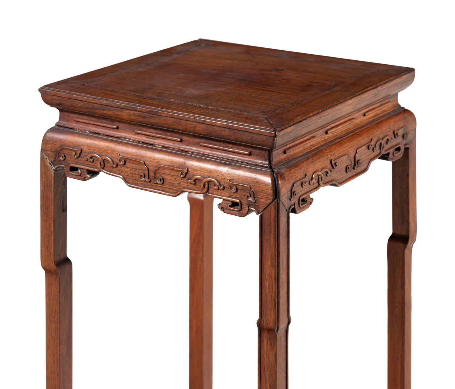 A Pair of Chinese Hardwood Square Stands, Fangji