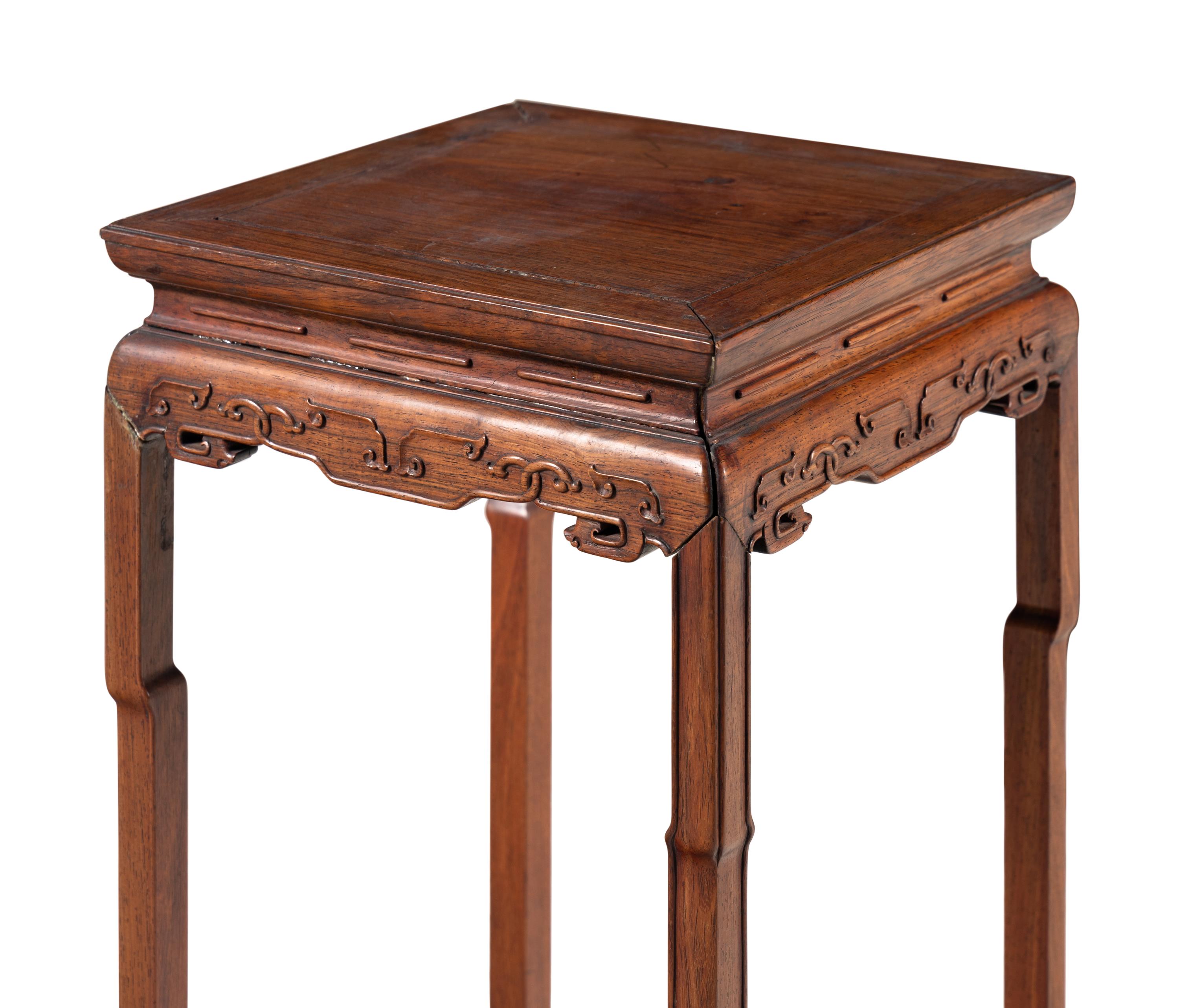 A Pair of Chinese Hardwood Square Stands, Fangji