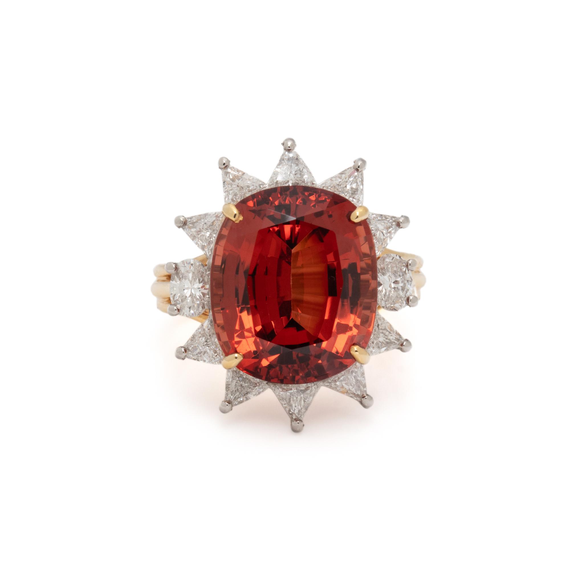 SPESSARTITE GARNET AND DIAMOND RING