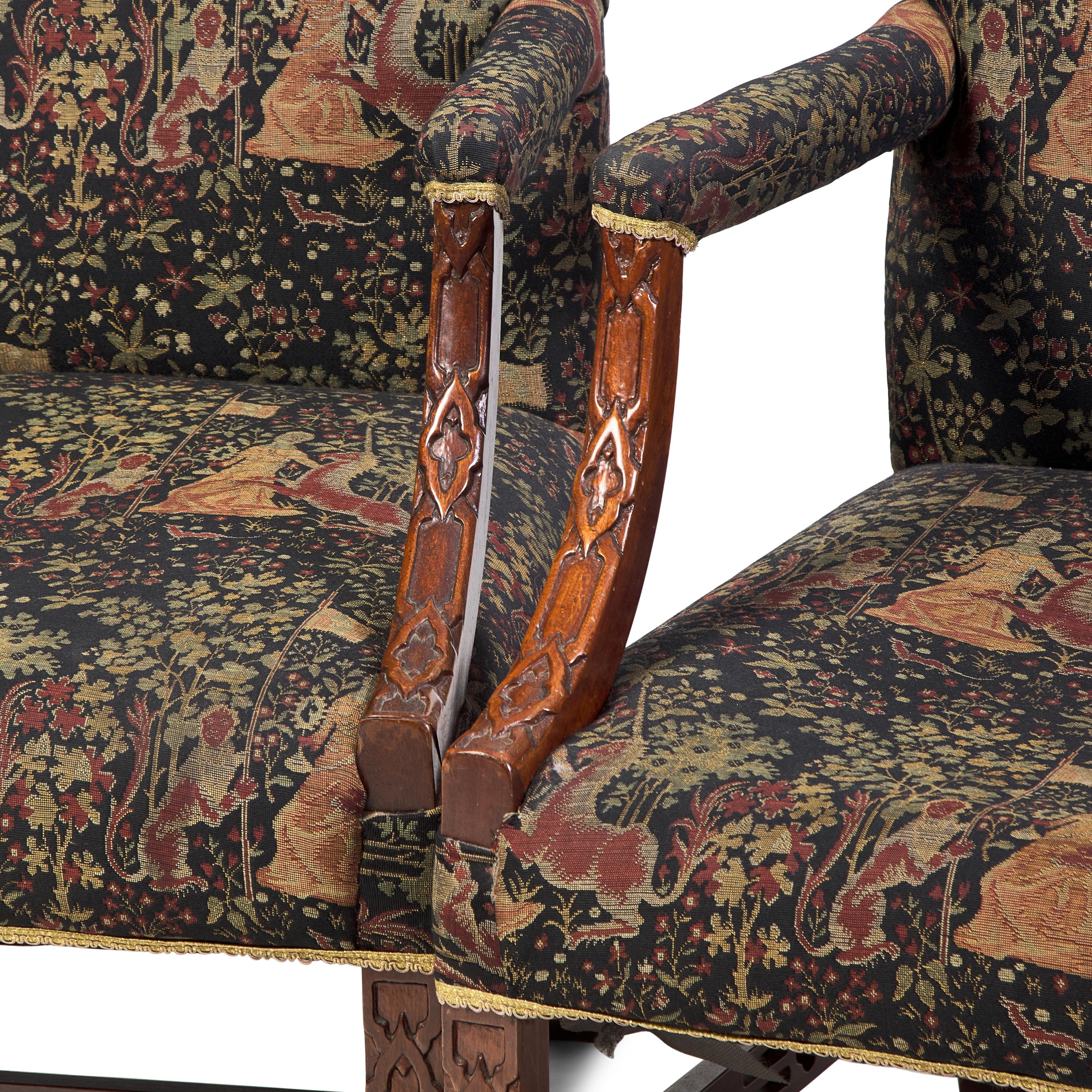 A Pair of George III Style Mahogany Library Chairs