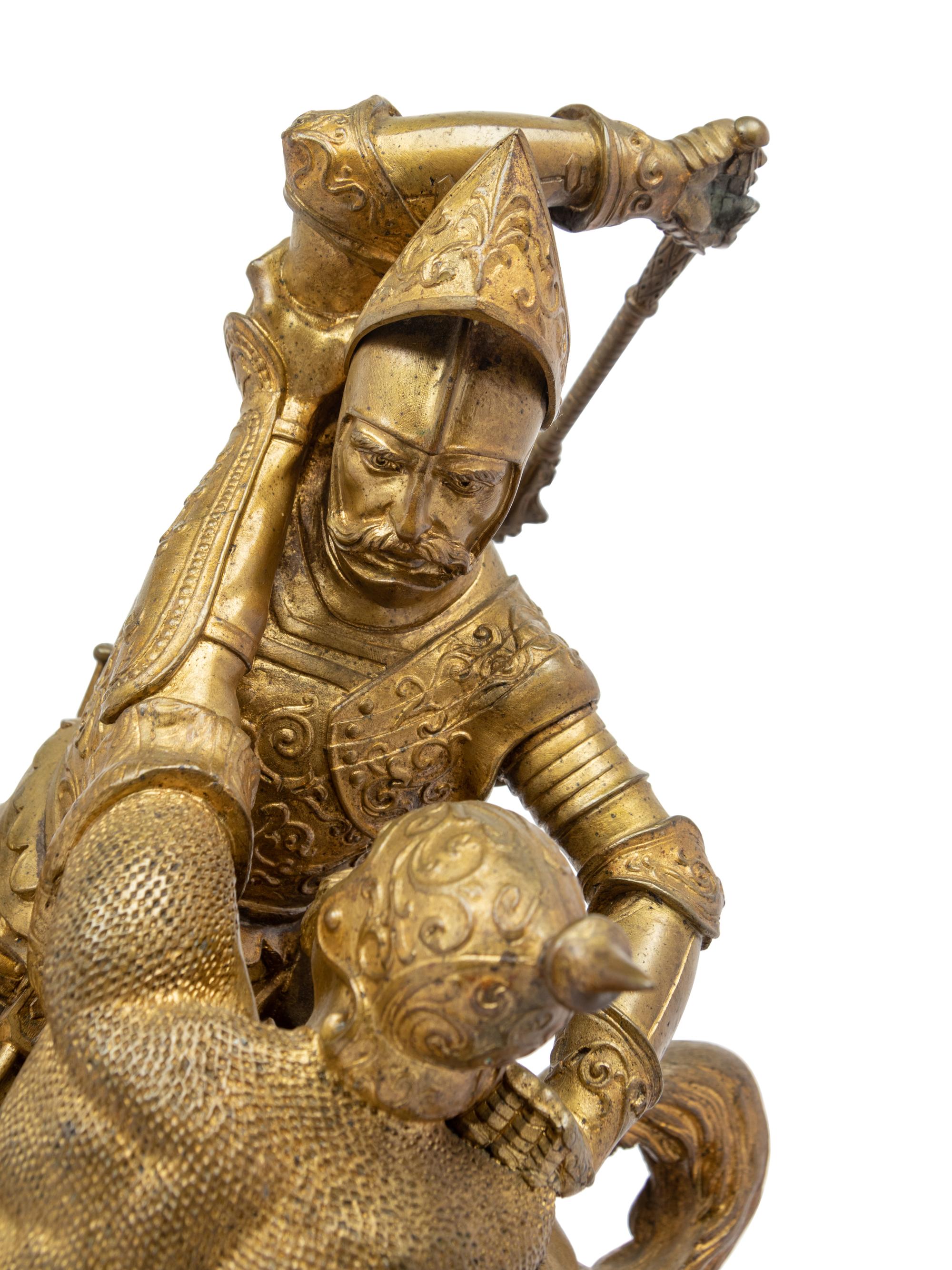 A Large French Gilt Bronze Figural Mantel Clock After Jean-François-Théodore Gechter (1796-1844)