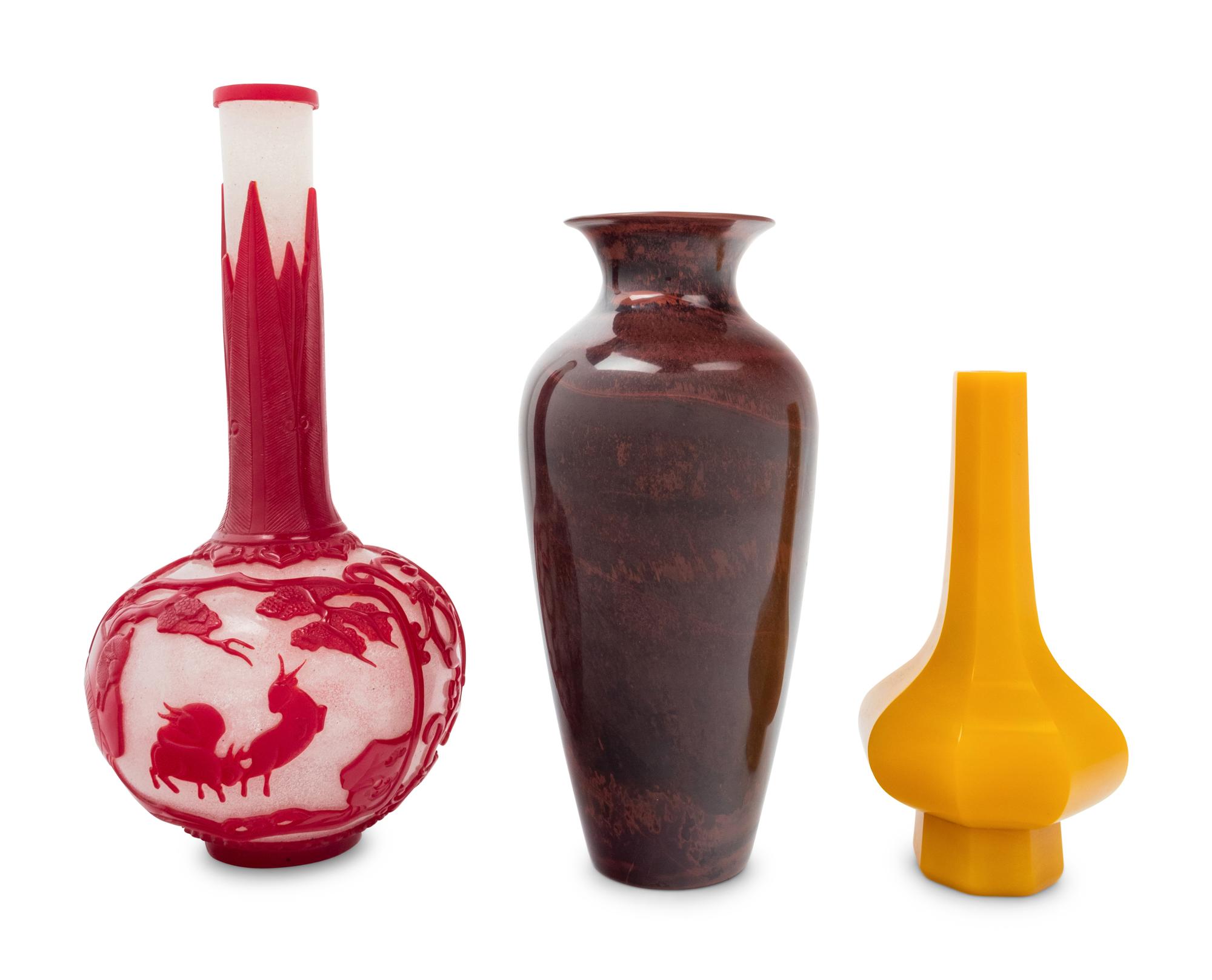 Three Chinese Glass Vases