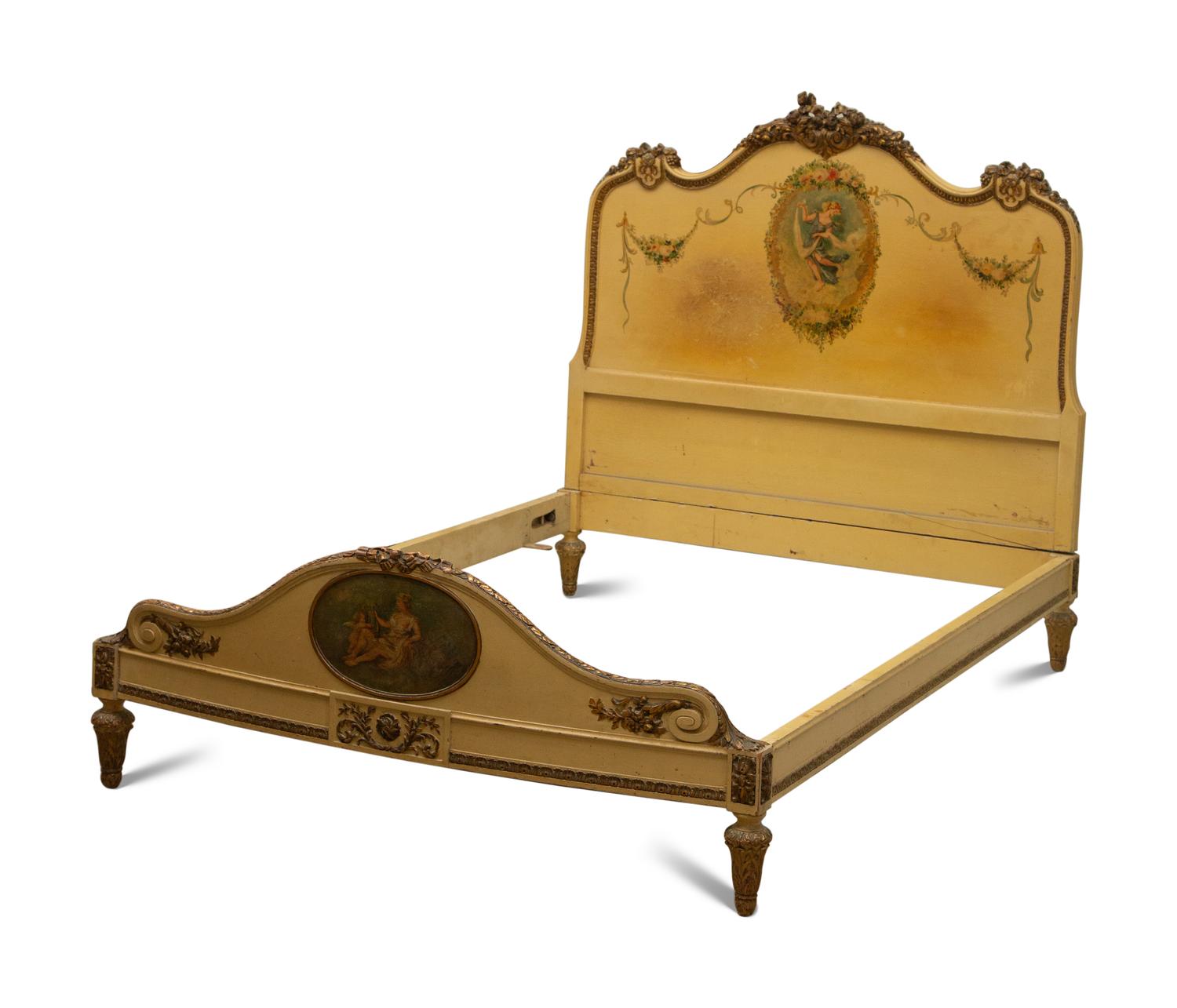 A Louis XV Style Painted Double Bed