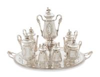 An American Aesthetic Movement Six-Piece Coin Silver Tea and Coffee Service