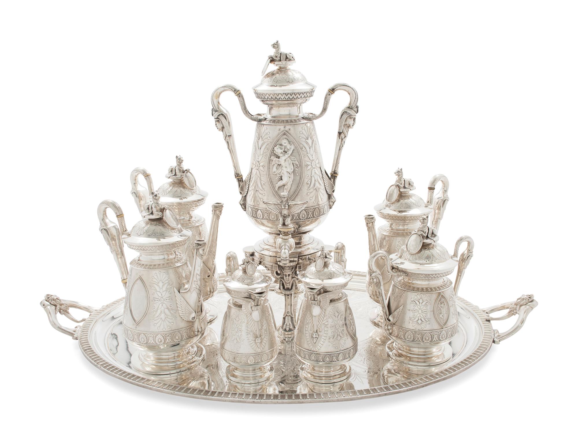 An American Aesthetic Movement Six-Piece Coin Silver Tea and Coffee Service