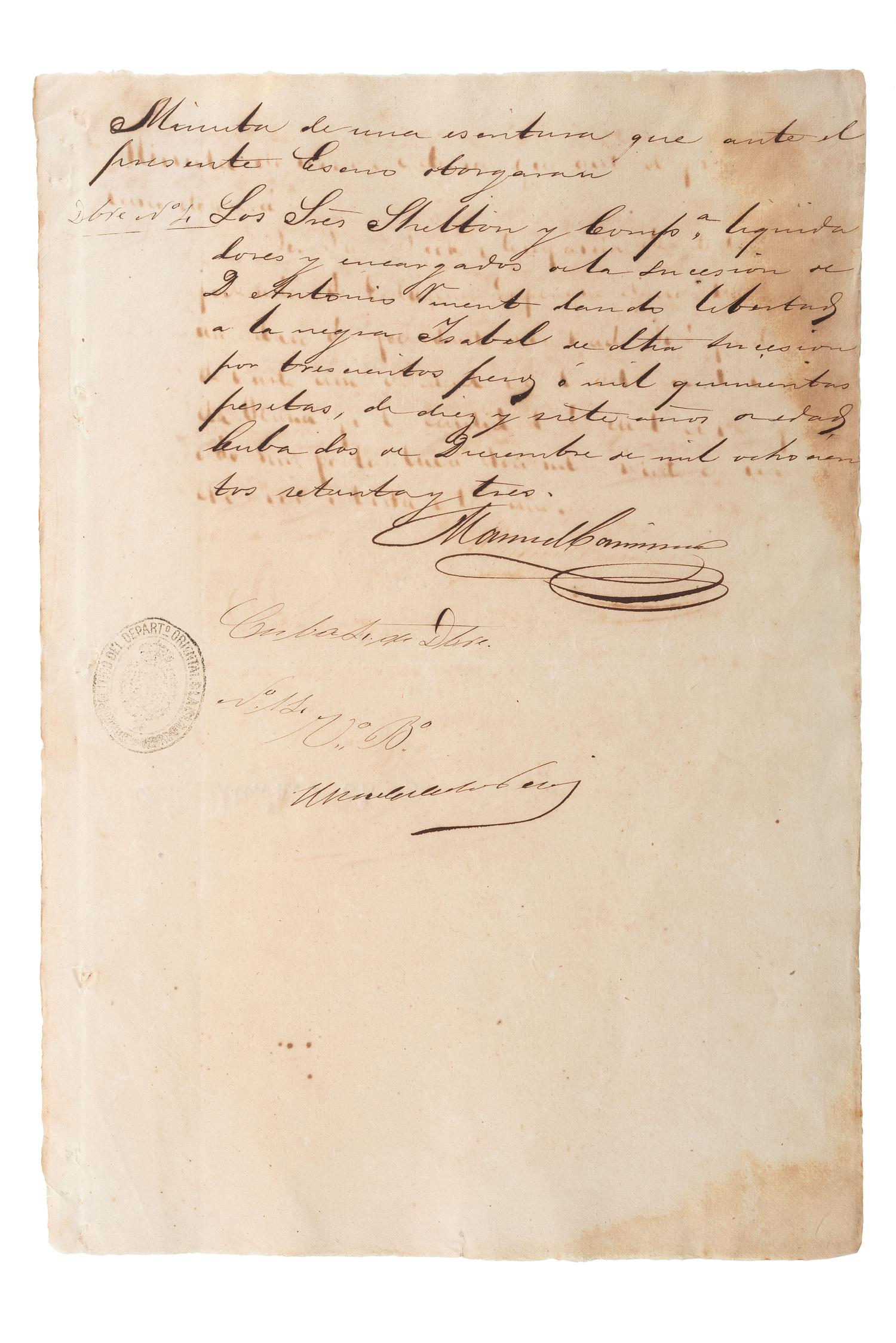 [SLAVERY & ABOLITION - CUBA]. A group of 11 manumission and sale documents for enslaved persons in Cuba.