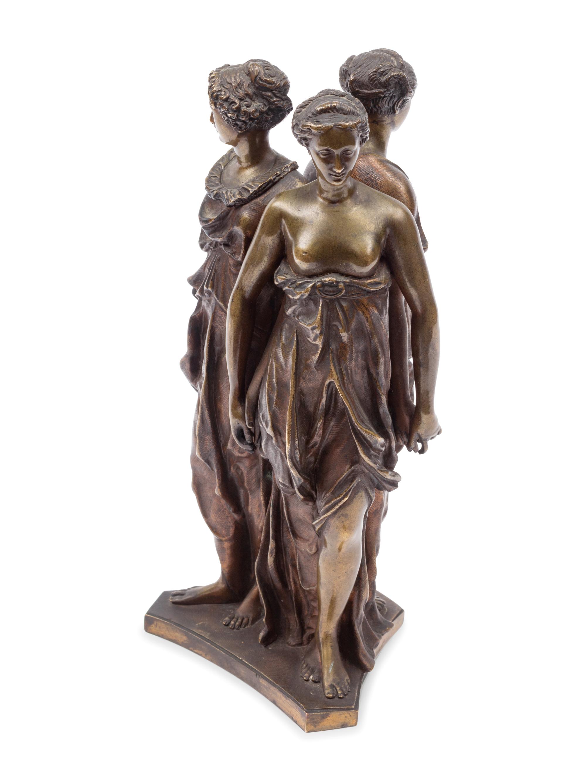 A Continental Bronze Group of the Three Graces