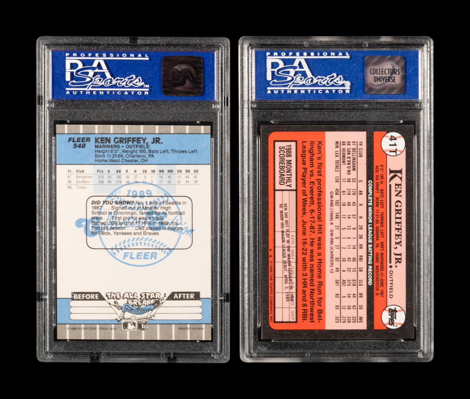 A Group of 1989 Topps Traded Tiffany and Fleer Glossy Ken Griffey Jr. PSA Graded Cards;