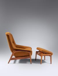 Pair of Lounge Chairs with Ottoman Dux, Sweden