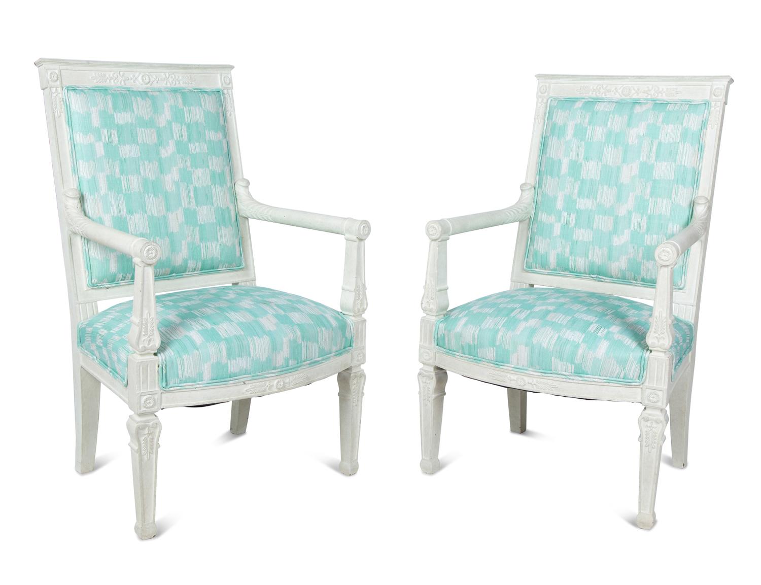 A Pair of Empire Style Painted Fauteuils — 19TH CENTURY