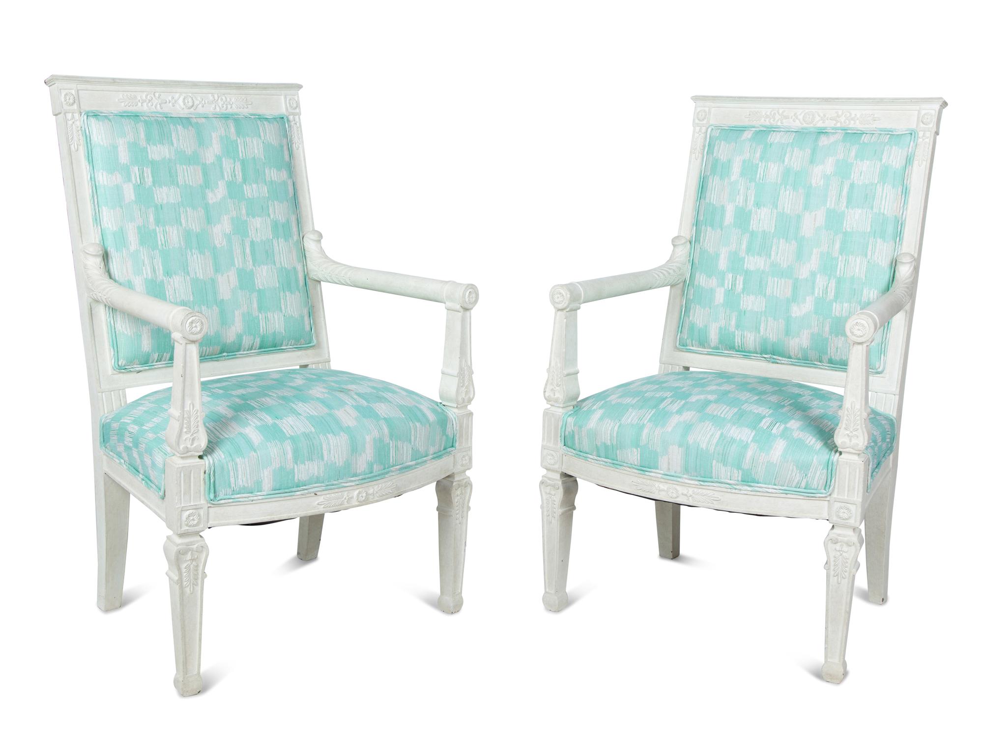A Pair of Empire Style Painted Fauteuils — 19TH CENTURY