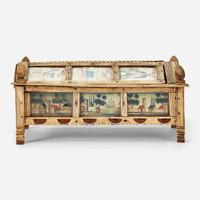 A Prisoner-of-War carved and paint-decorated bone game box circa 1815