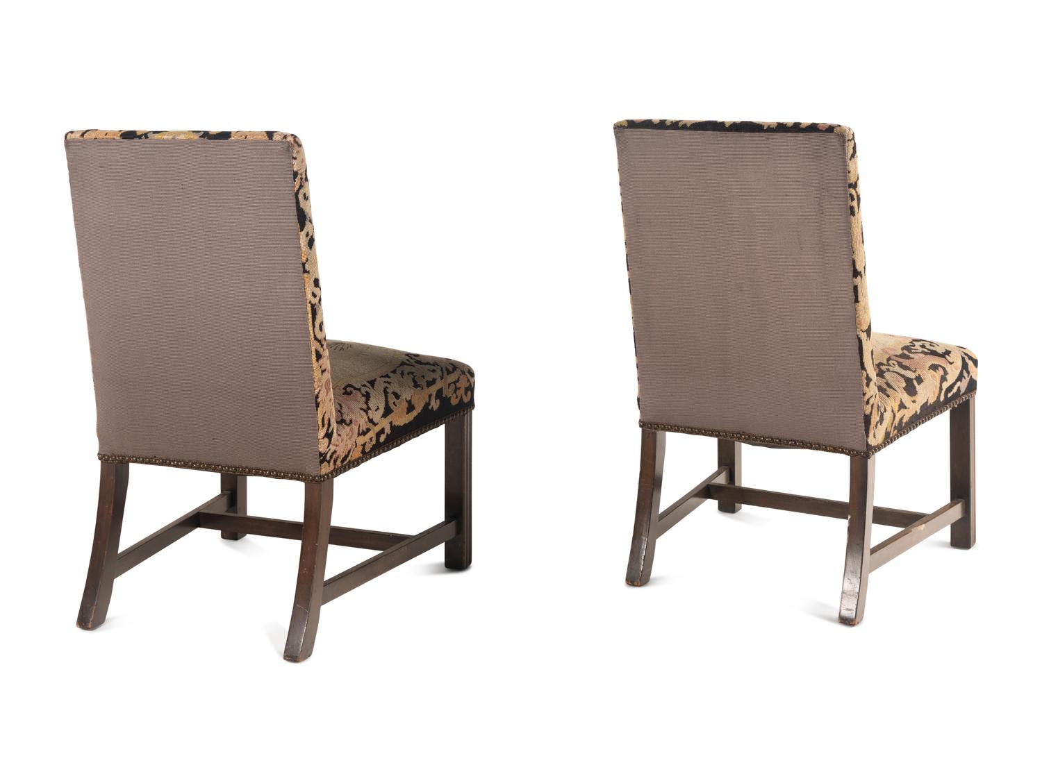 A Pair of George III Style Needlepoint Upholstered Side Chairs