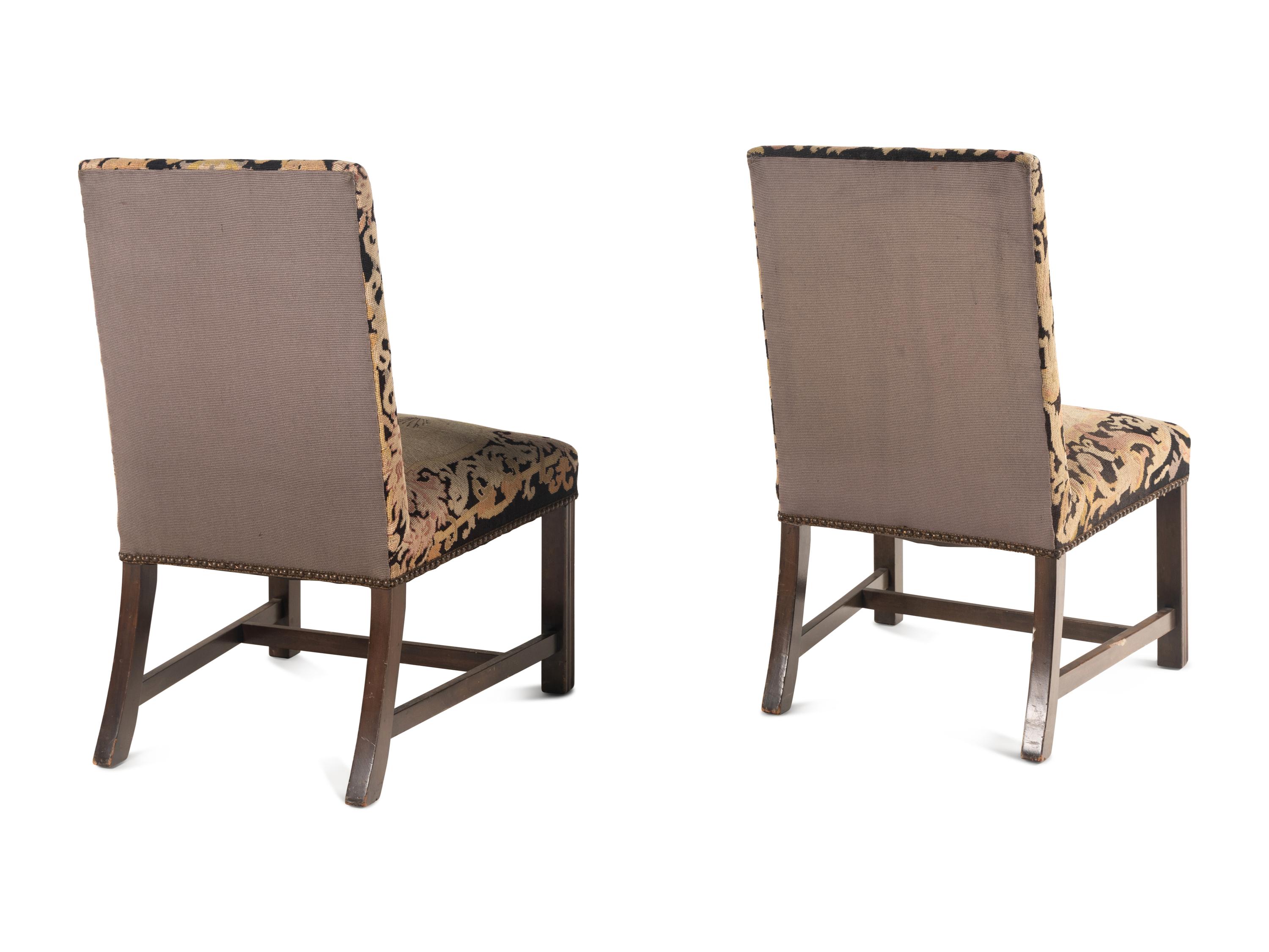 A Pair of George III Style Needlepoint Upholstered Side Chairs