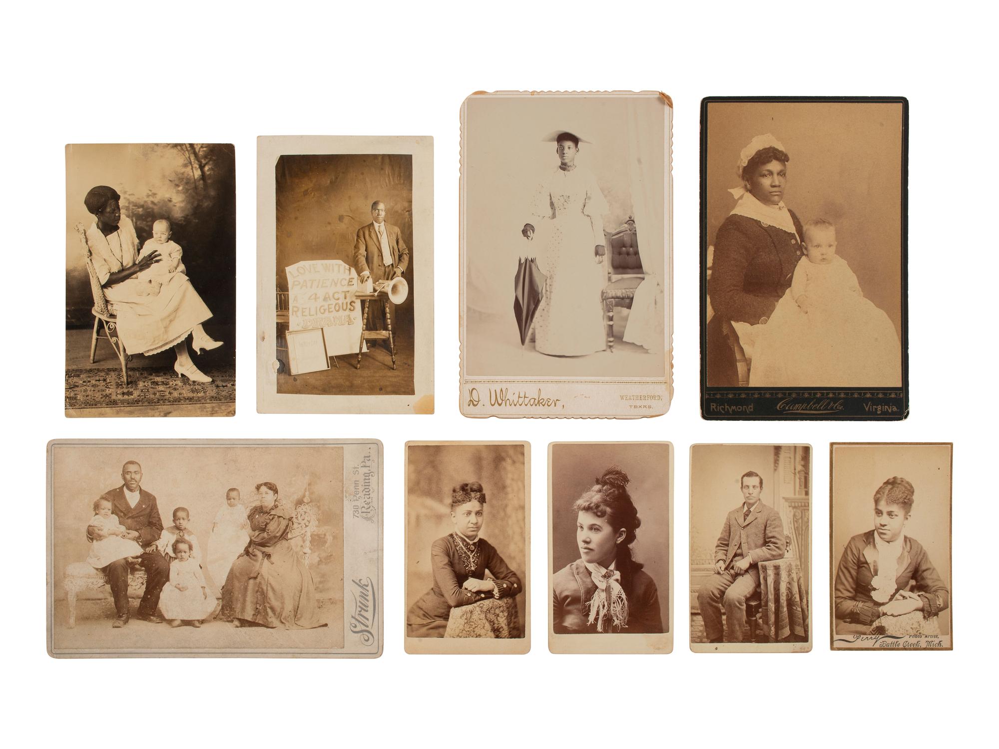 [EARLY PHOTOGRAPHY]. A large collection of assorted photographs of African American vernacular subjects.