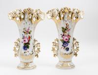 A Pair of Paris Porcelain Spill Vases Height 12 3/4 inches. — 19TH/20TH CENTURY