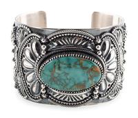 Sterling Silver and Royston Turquoise Cuff Bracelet