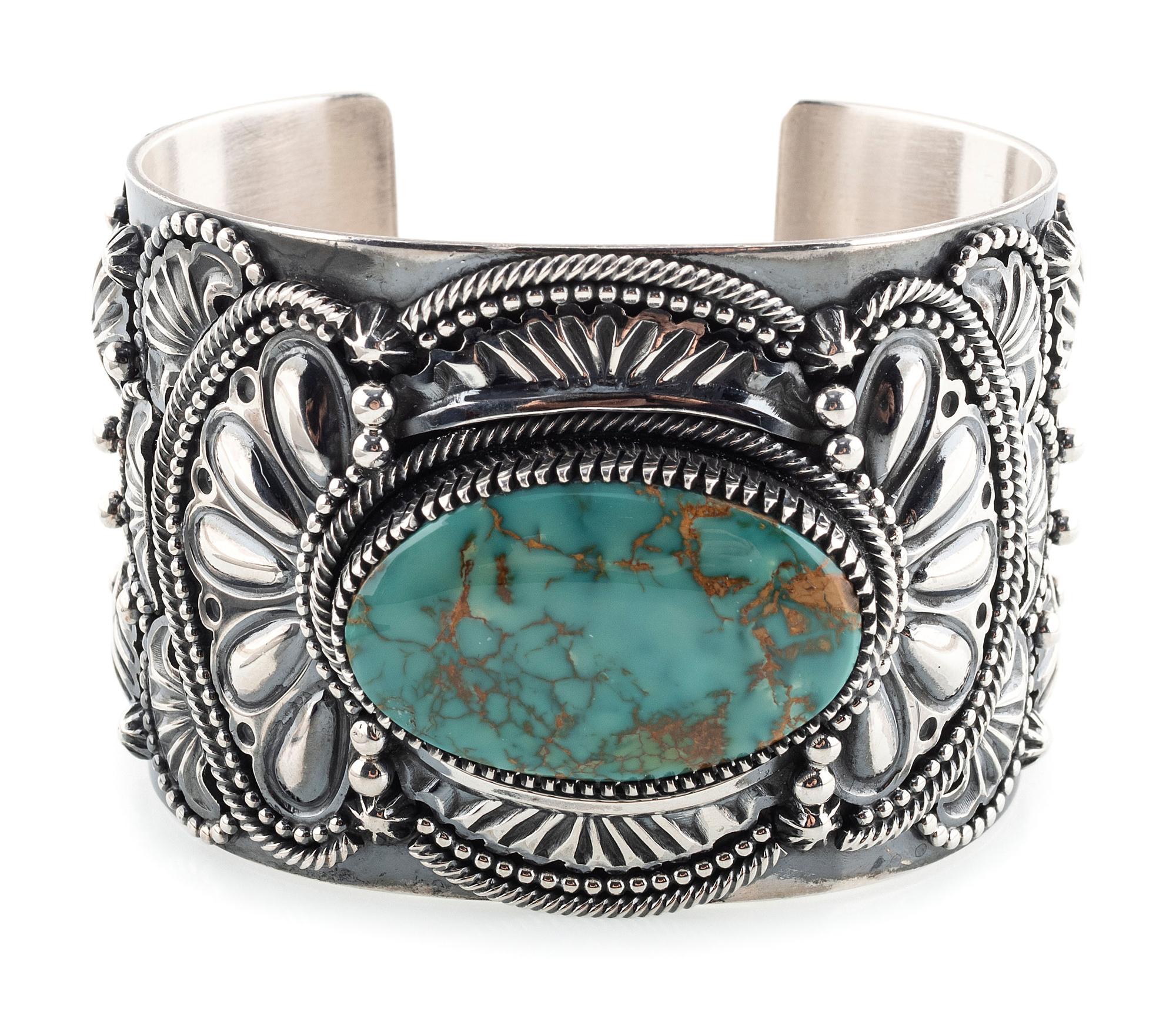 Sterling Silver and Royston Turquoise Cuff Bracelet