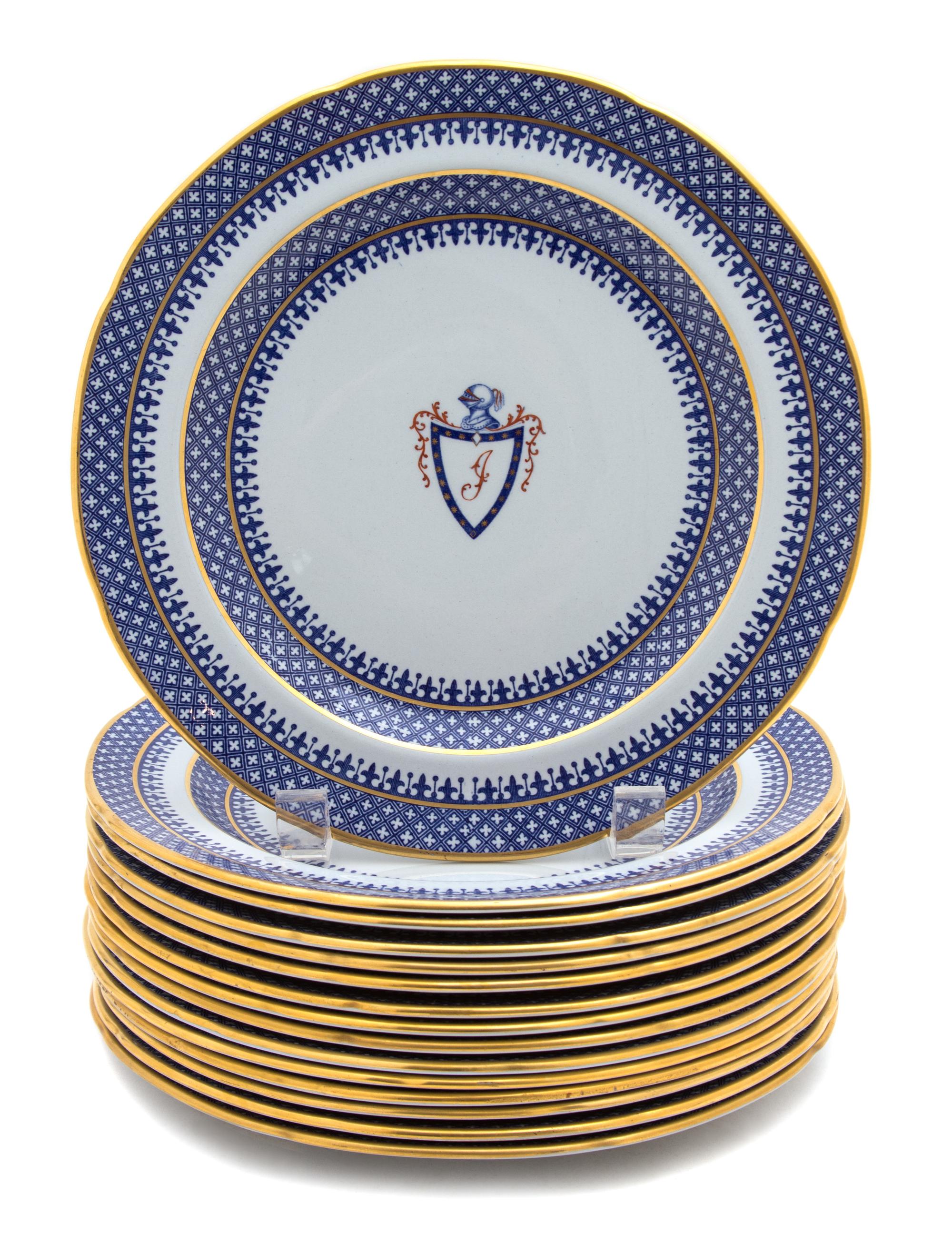 A Group of Fifteen Spode Copeland Porcelain Thomas Jefferson et Montecello Plates Diameter 8 inches.