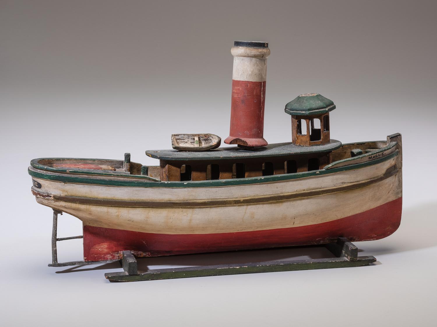 A Painted Wood Model of the Tugboat Maggie