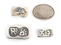 Three Southwestern Silver Belt Buckles Height of largest 2 x width 3 inches