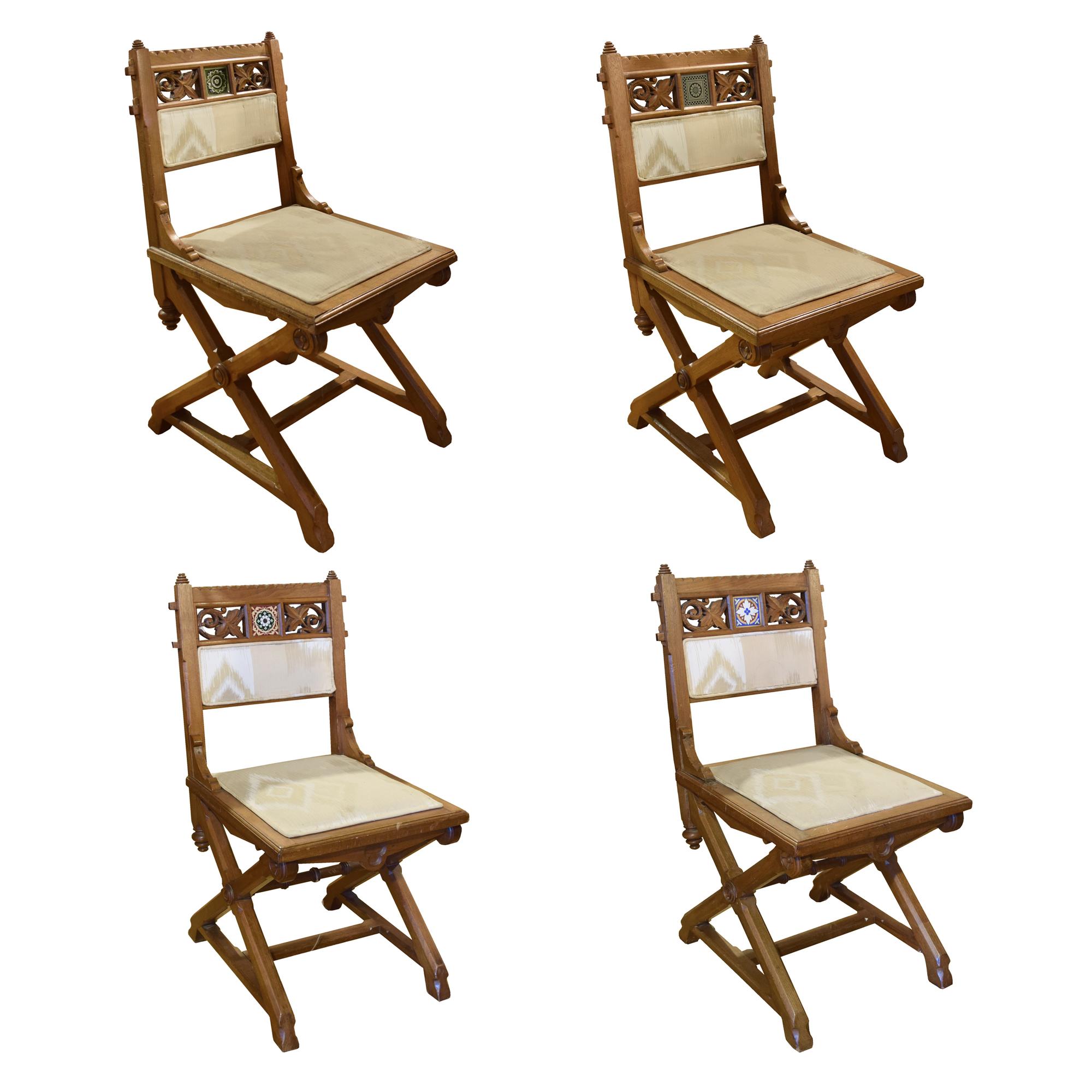 A Set of Four Aesthetic Movement Chairs 18" W x 18.5" D x 35" H — England, 19th Century