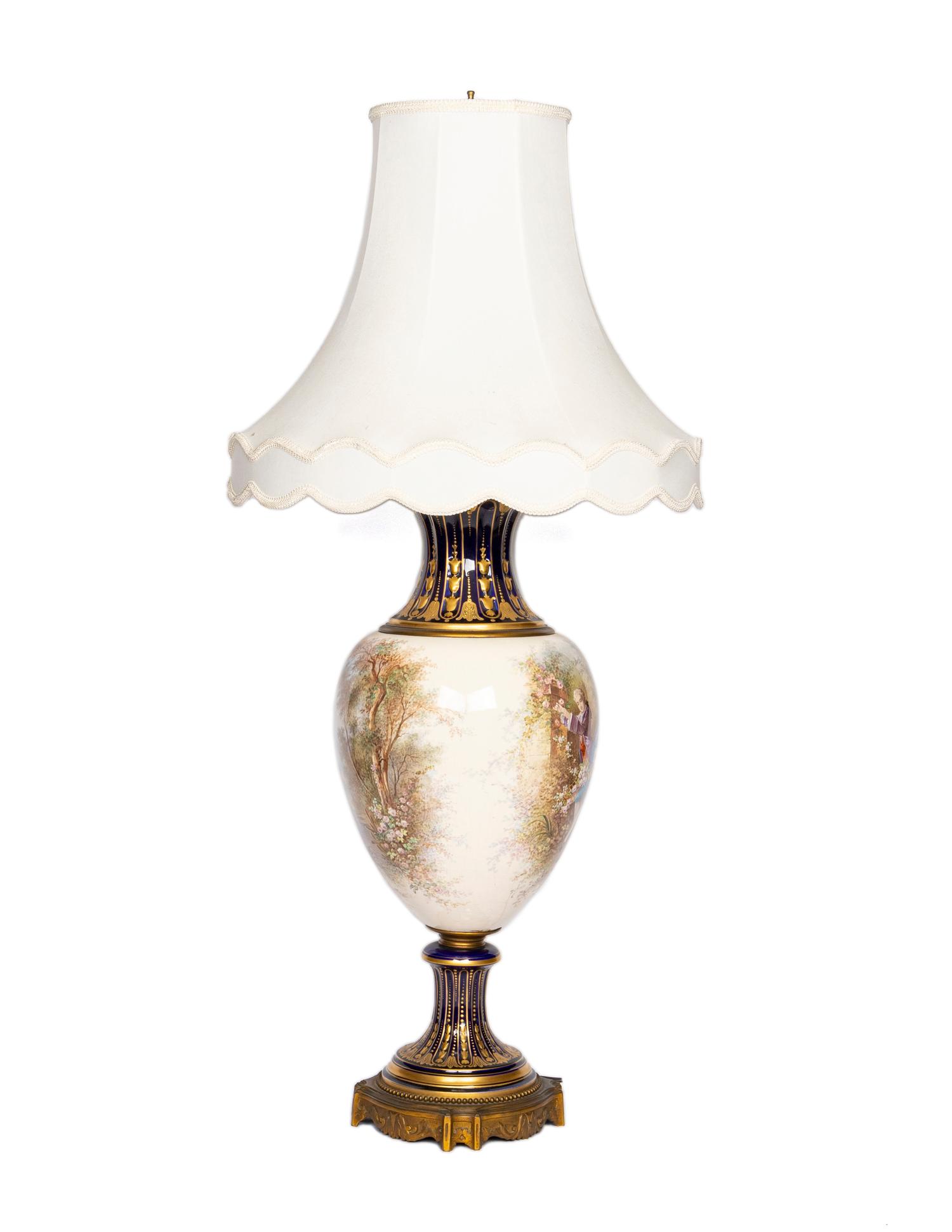 A Sèvres Style Porcelain Vase Mounted as a Lamp