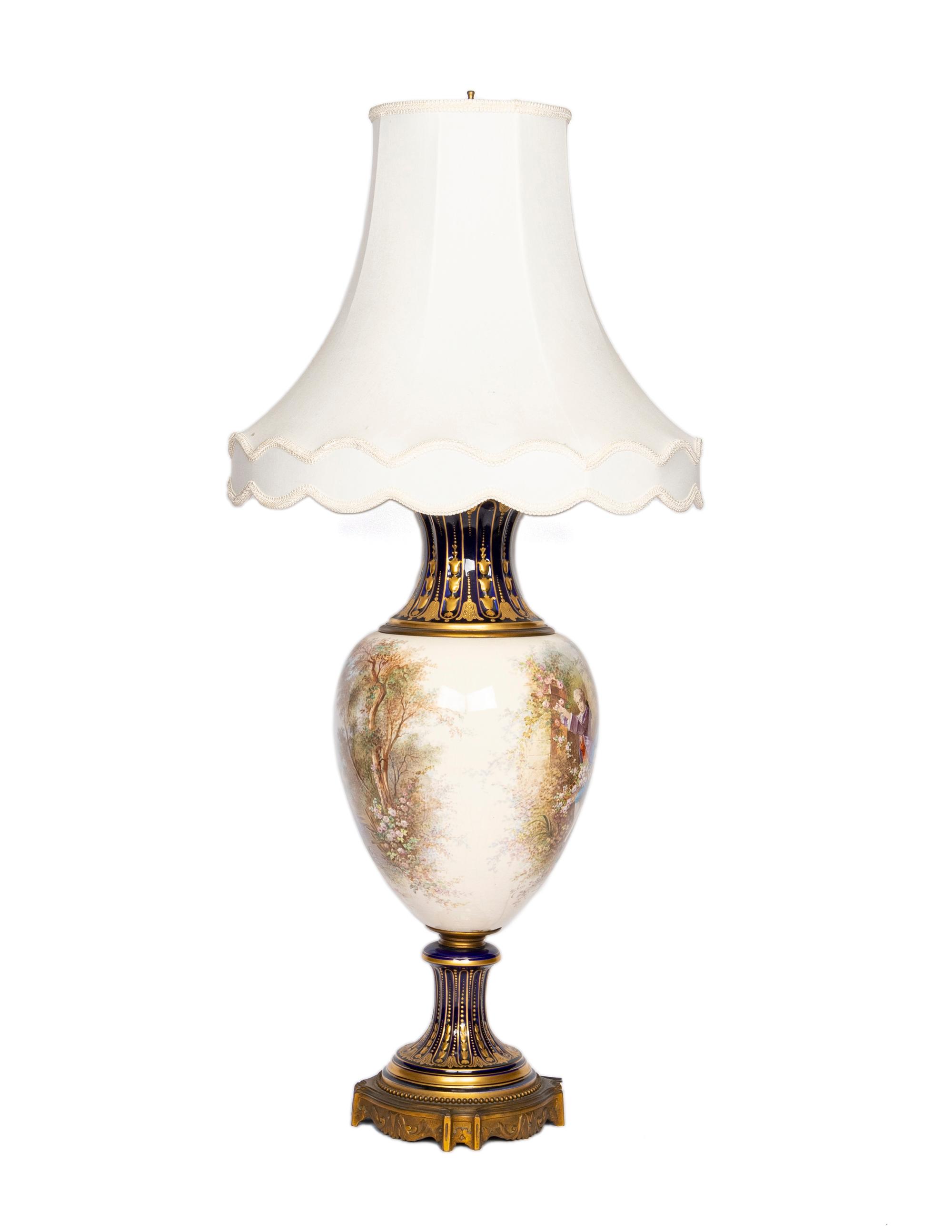 A Sèvres Style Porcelain Vase Mounted as a Lamp