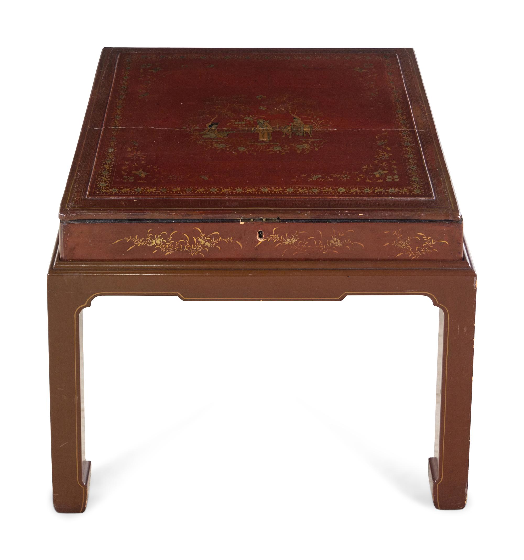 APPROVED FOR DONATION A Chinese Export Lacquer Box on a Later Stand
