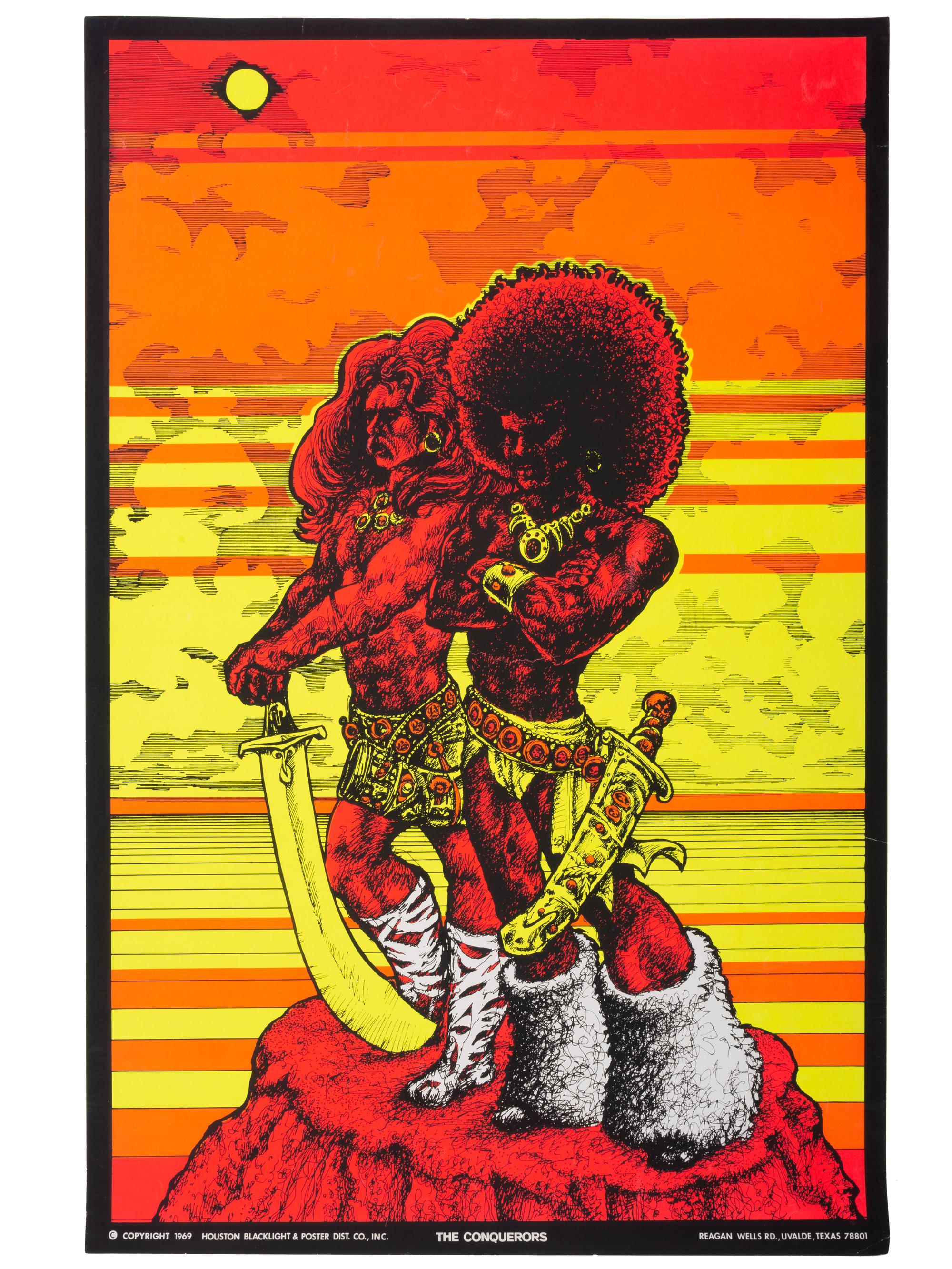 [BLACK POWER]. A group of 7 Black Power blacklight/Day-Glo posters including a velvet example.