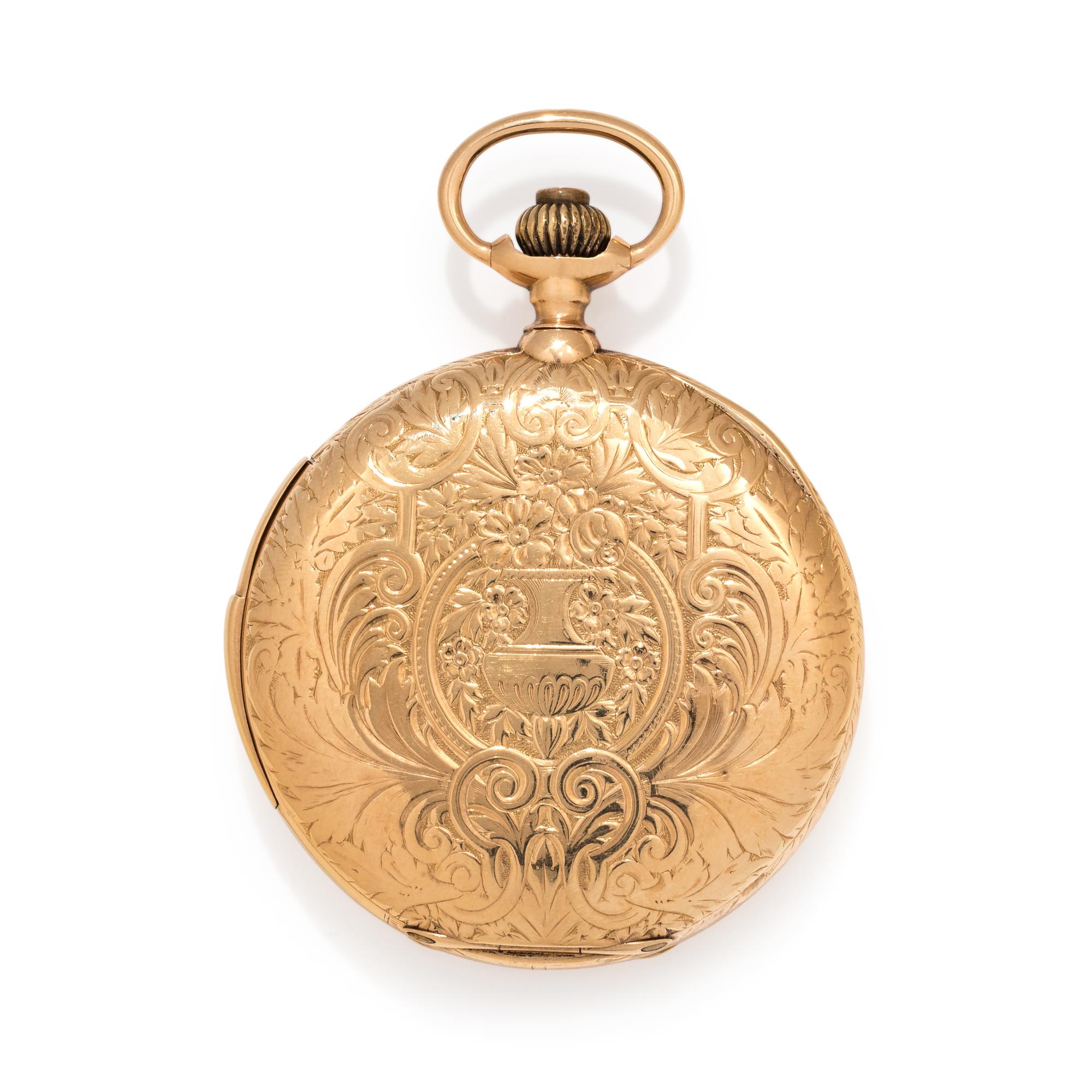 LONGINES, 18K YELLOW GOLD MINUTE REPEATER HUNTER CASE POCKET WATCH