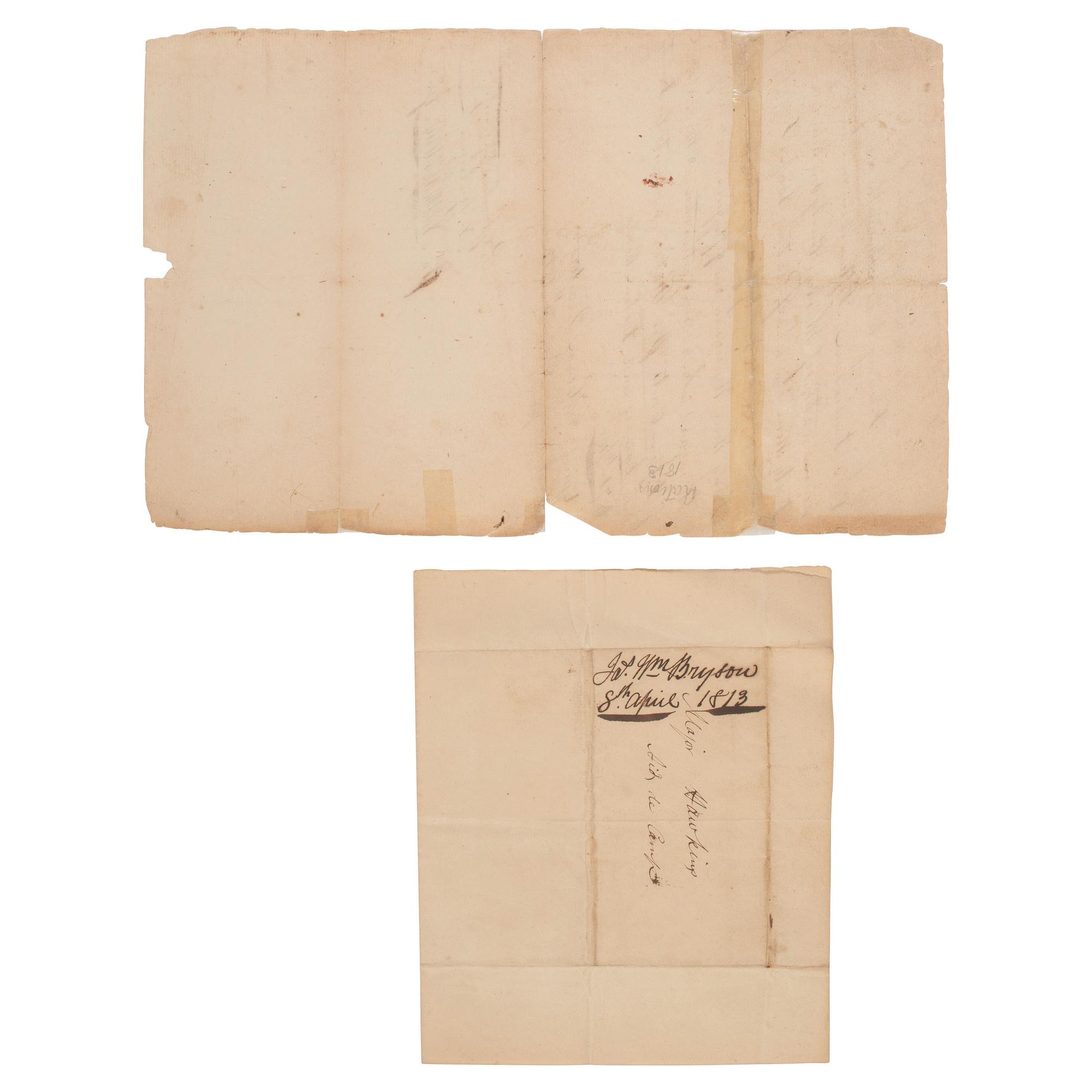 [WAR OF 1812]. Two letters, incl. one related to rations at Fort Meigs prior to siege by the British.