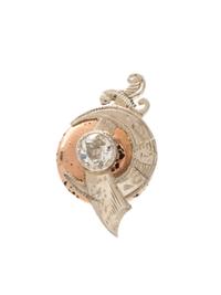 A White Gold and Diamond Masonic Shriners Scimitar and Moon Motif Tie Tack,