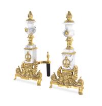 An Empire Style Brass and Marble Fireplace Suite