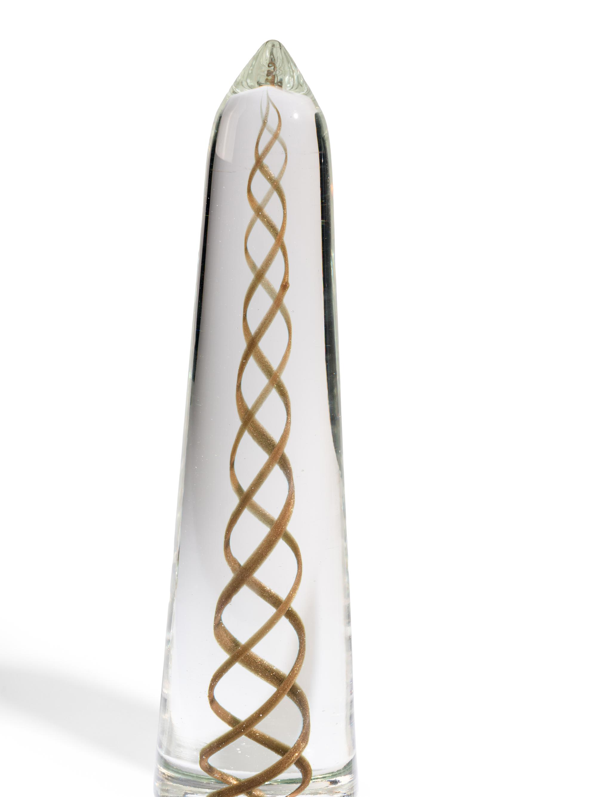 A Pair of Italian Glass Obelisks