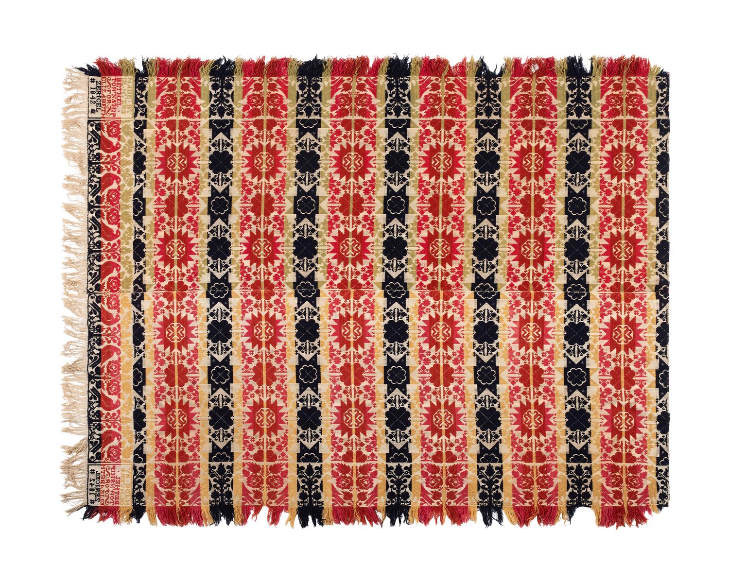 Three Jacquard Woven Cotton Coverlets