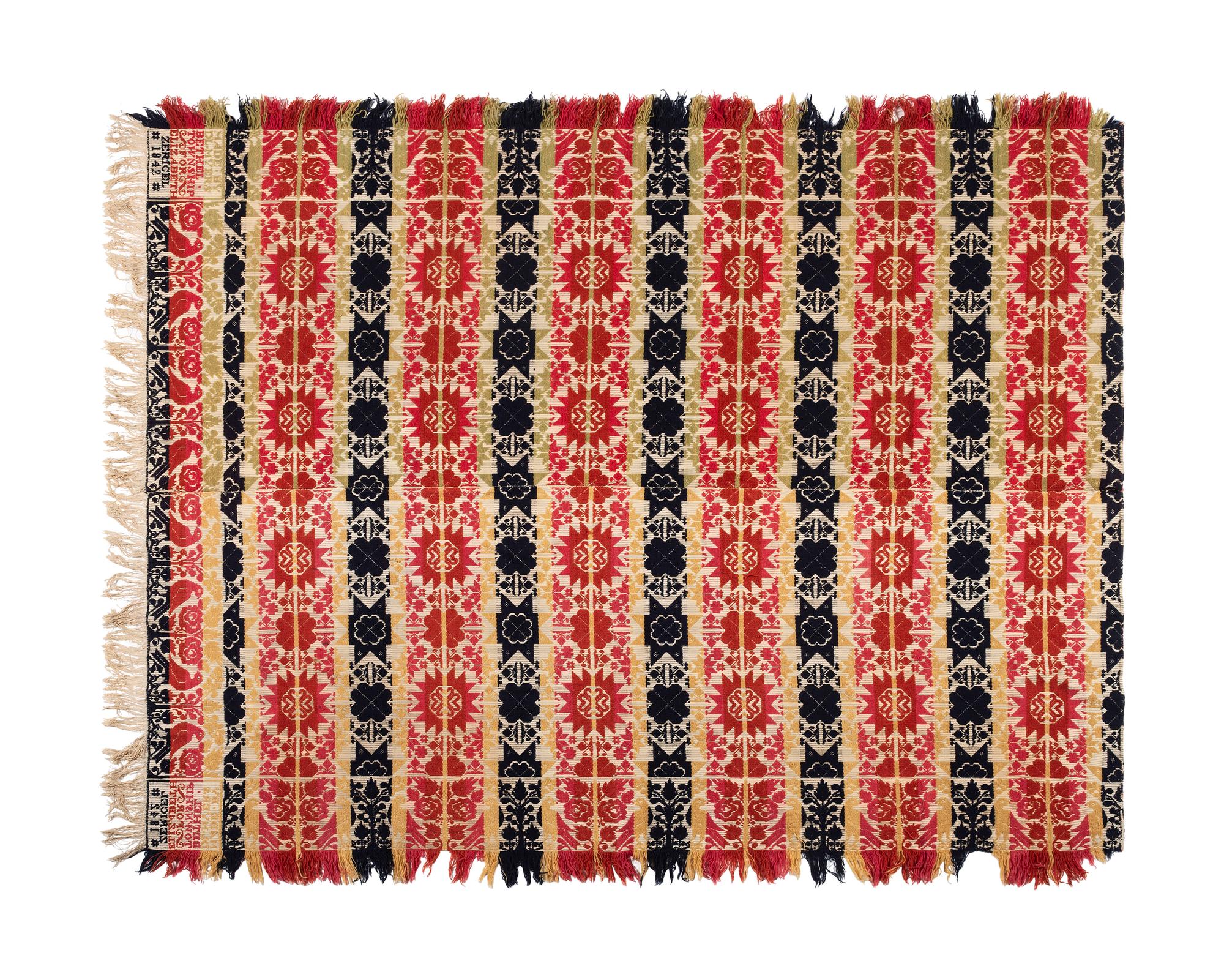 Three Jacquard Woven Cotton Coverlets