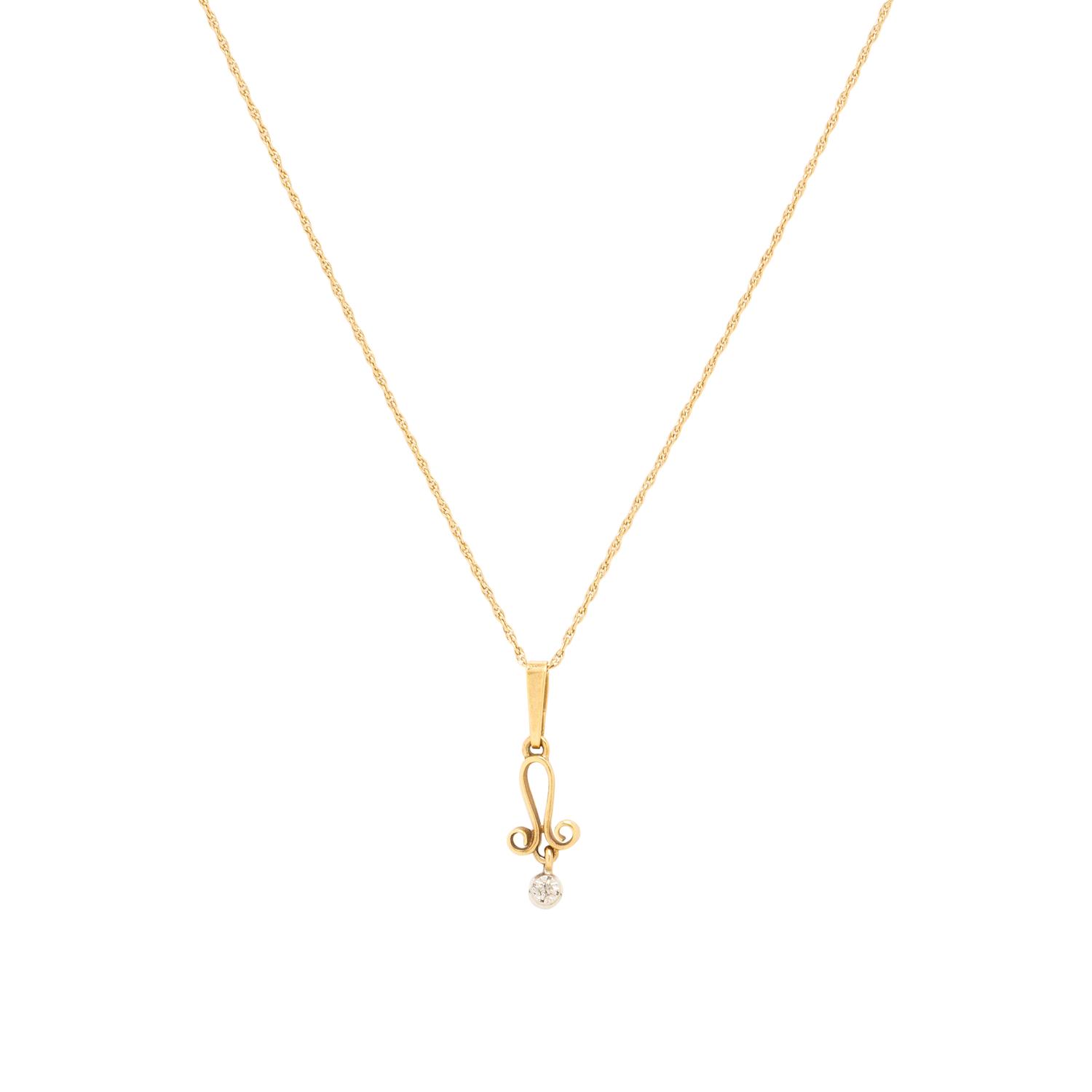 Two Yellow Gold and Diamond Necklaces