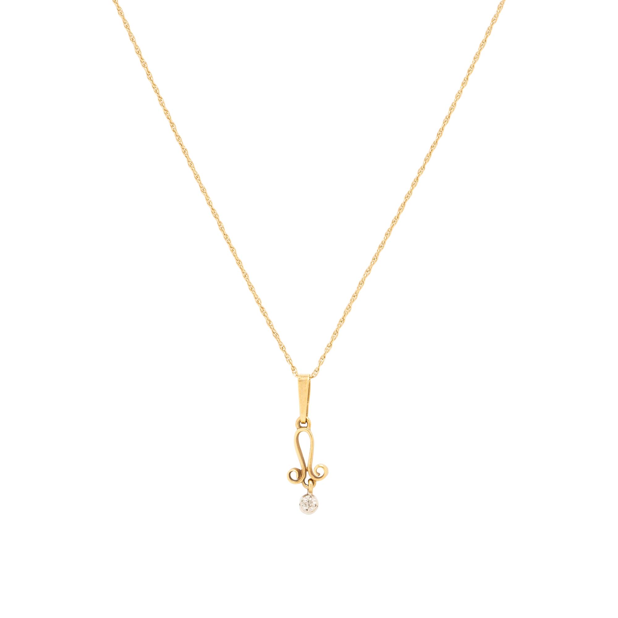 Two Yellow Gold and Diamond Necklaces