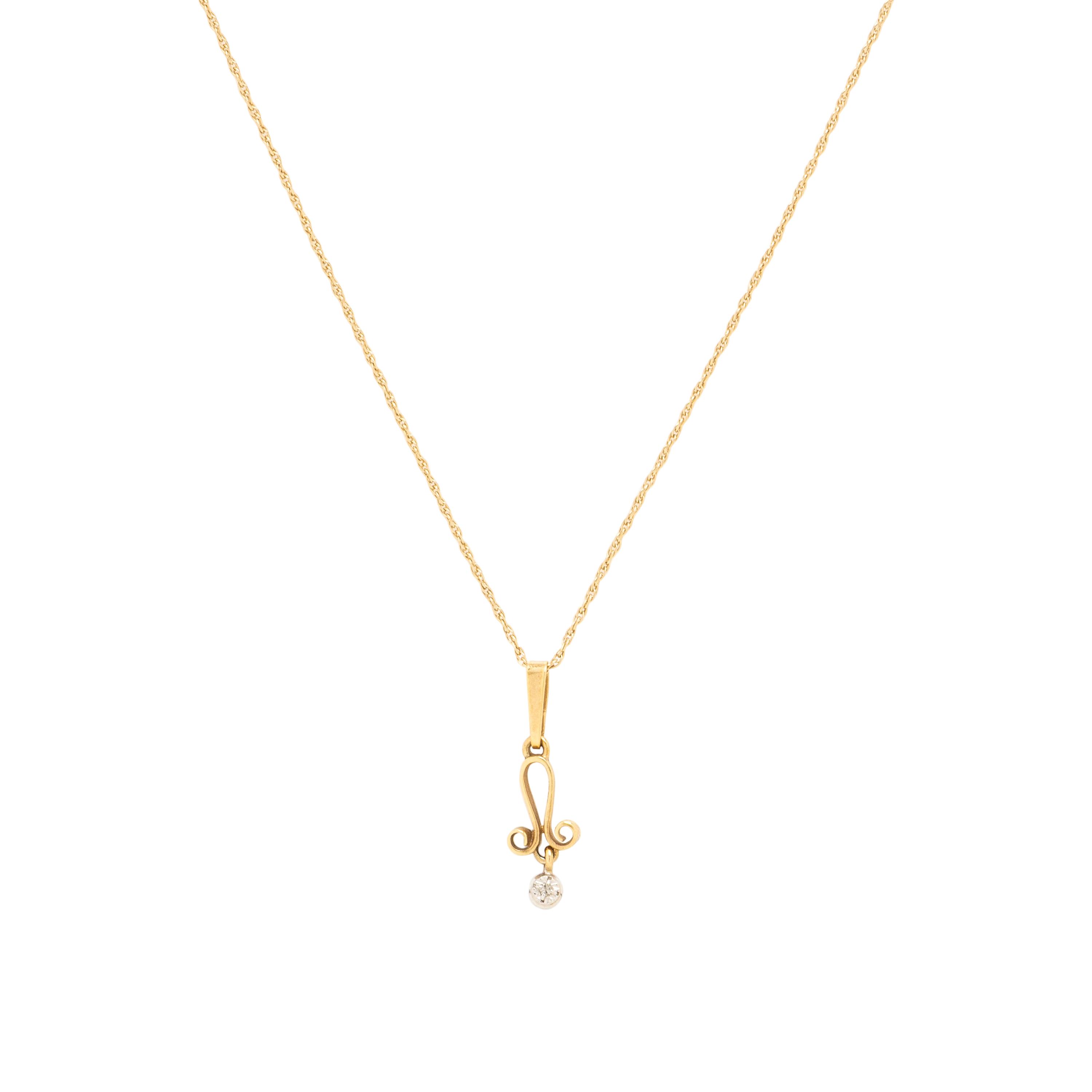 Two Yellow Gold and Diamond Necklaces