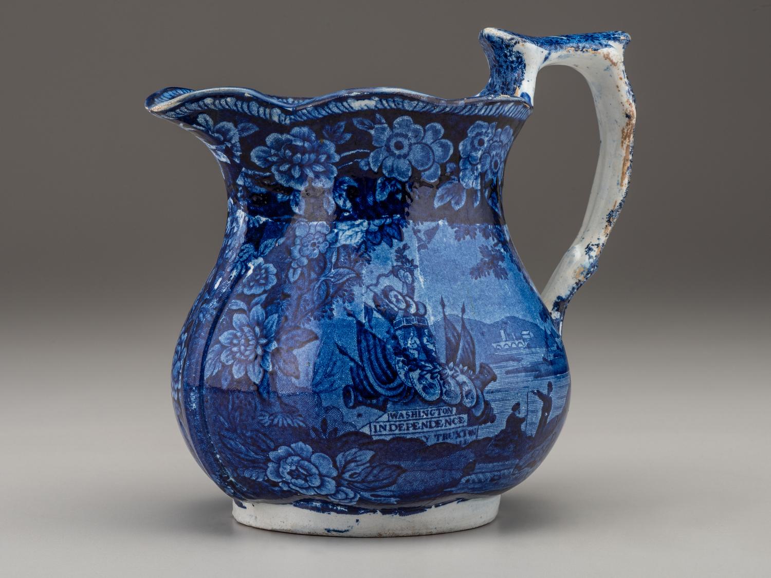 A Staffordshire Blue and White 'Washington Independence' Milk Jug