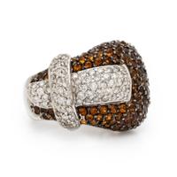 Diamond, Garnet, and White Gold Ring