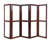 A Directoire Style Mahogany and Glass Five-Panel Floor Screen