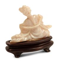 A Chinese Carved Opal Figure of a Musical Lady