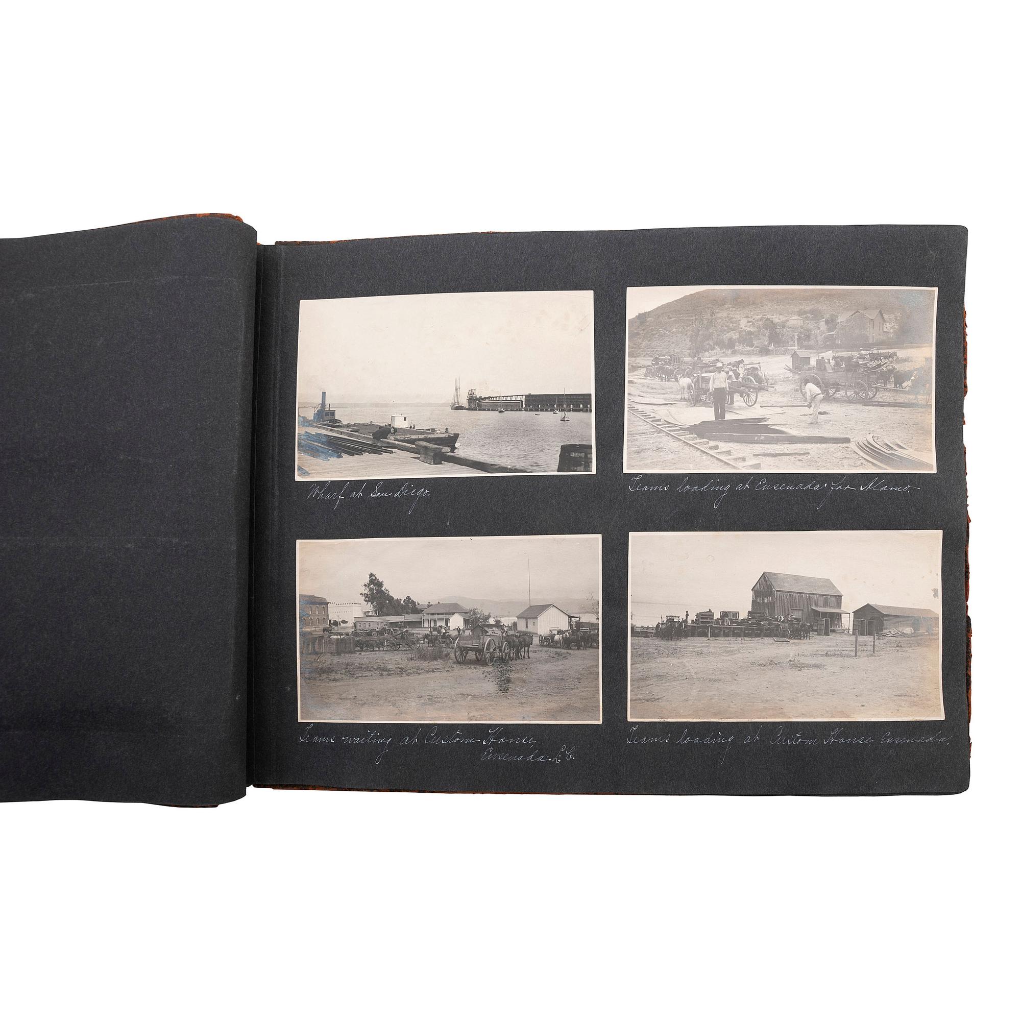 [MINING]. Album with photographs of mine equipment delivery and construction. San Diego, CA and El Alamo, Mexico: N.p., 1905.