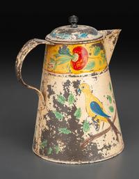 A Paint Decorated Toleware Pitcher