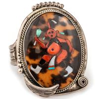 Silver and Mosaic Inlay Mudhead Cuff Bracelet