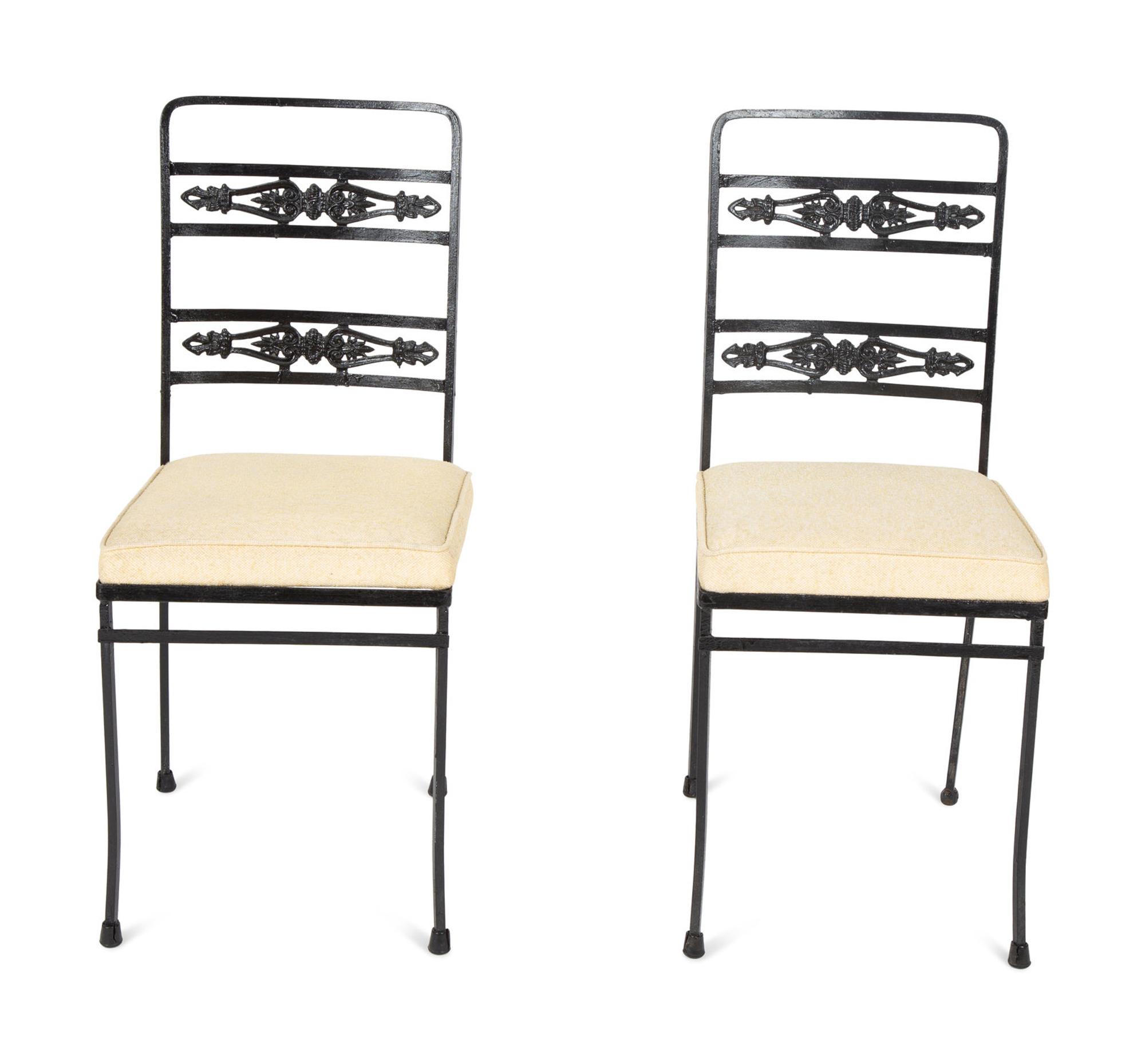 A Pair of Salterini Wrought Iron Armchairs