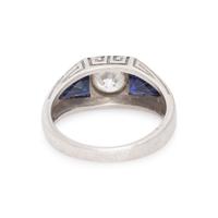 ANTIQUE, DIAMOND AND SYNTHETIC SAPPHIRE RING