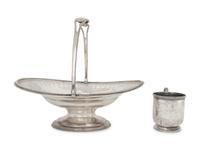 An American Coin Silver Cake Basket and Mug — Mid-19th Century